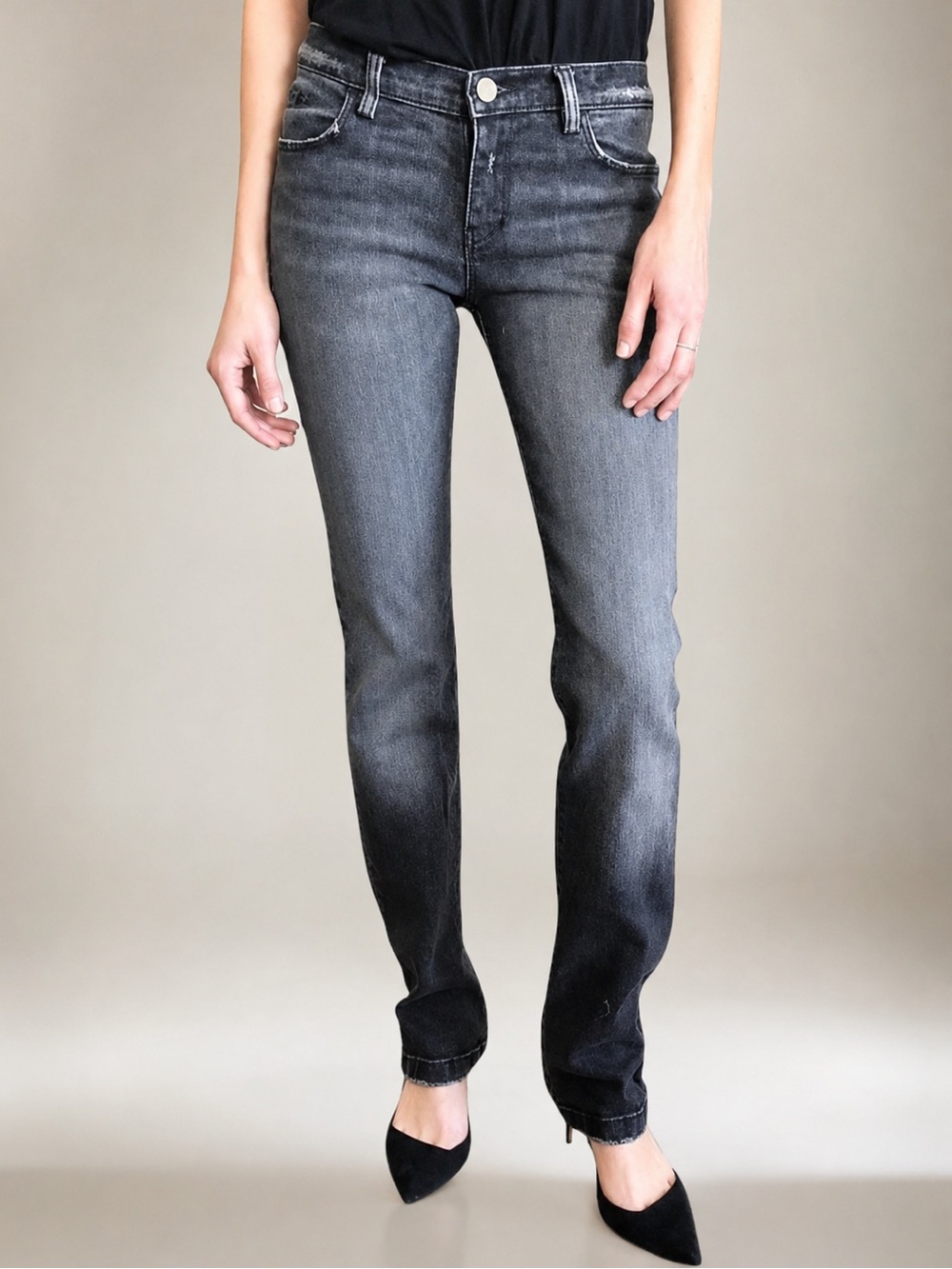 Vintage Y2K KSUBI TSUBI Distressed Straight Leg Denim Jeans - Charcoal Grey Wash